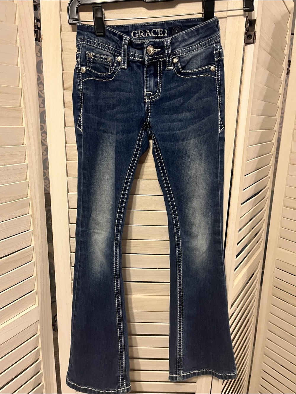 Grace in LA Little Girls size 7 Dark Indigo Bootcut Jeans